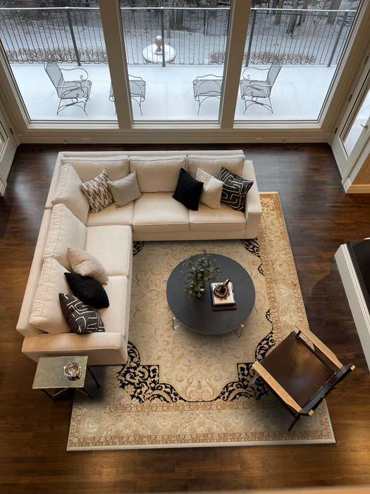 New Tabriz 9x12 Beige Wool and Silk Embossed