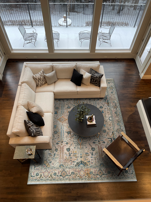 Return To Classic 9x12 Blue/Beige Wool