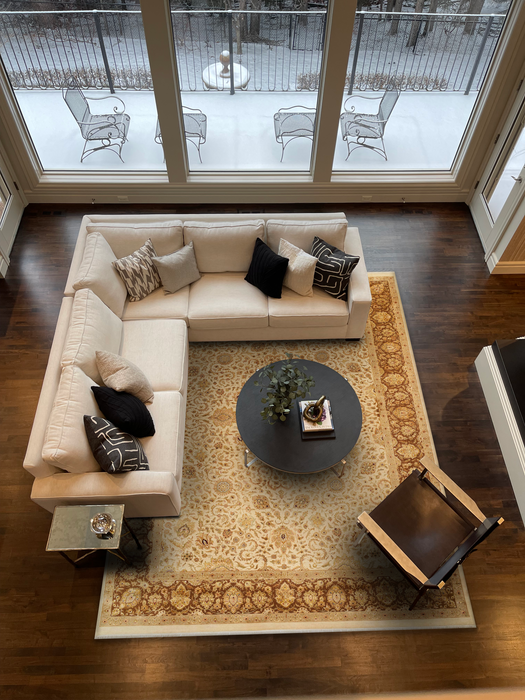 Enchante 9x12 Ivory-Brown Wool and Silk