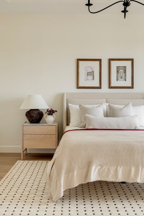 Basket 8x10 Ivory/Black Wool and Bamboo Silk