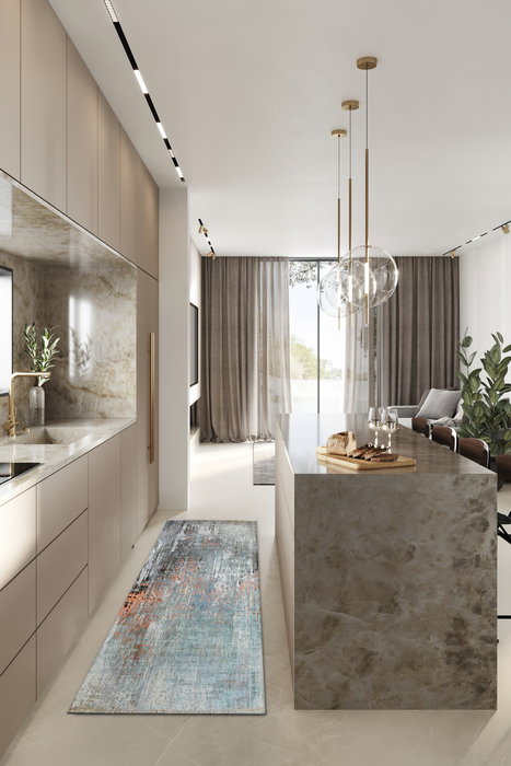 Alchemy 3x10 Blue/Tangerine Wool and Silk Runner