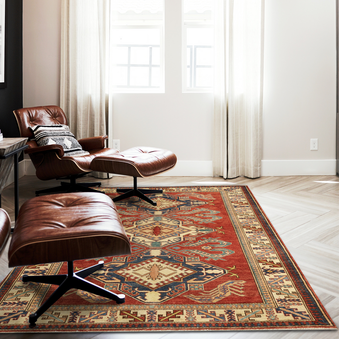 Super Kazak 5x7 Red Ivory