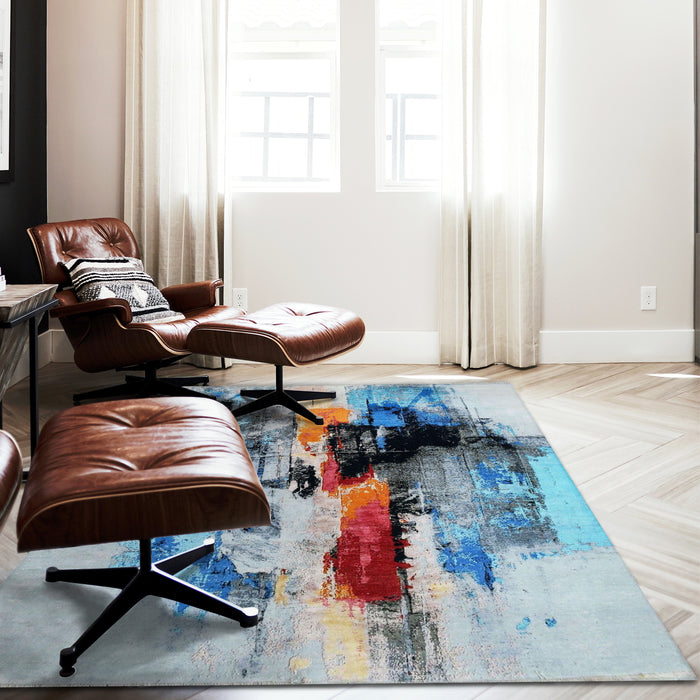 Shibuya 5x7 Blue Wool and Silk