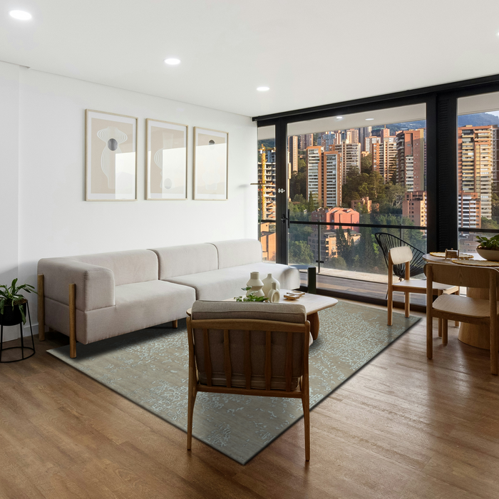 Pokhara 6x9 Grey/Silver New Zealand Wool.