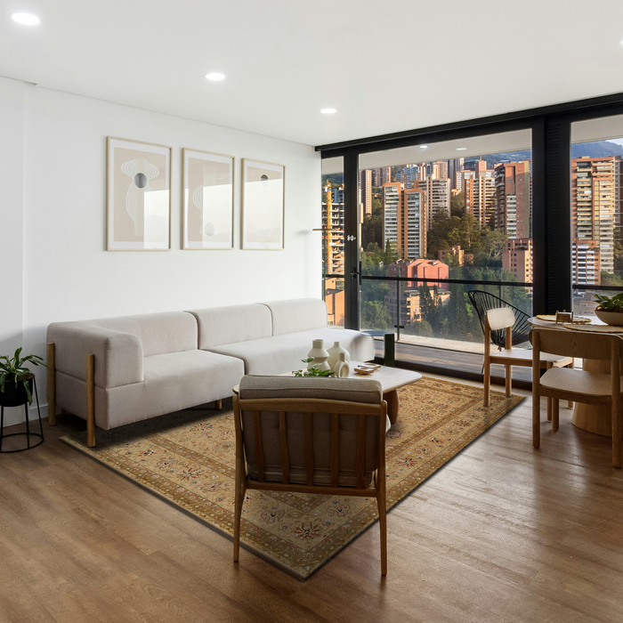 Indo Persian 6x9 Camel/Beige Wool & Silk