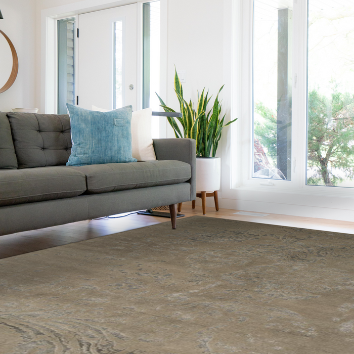 Pokhara 5x7 Grey-Dark Teal Wool & Bamboo Silk