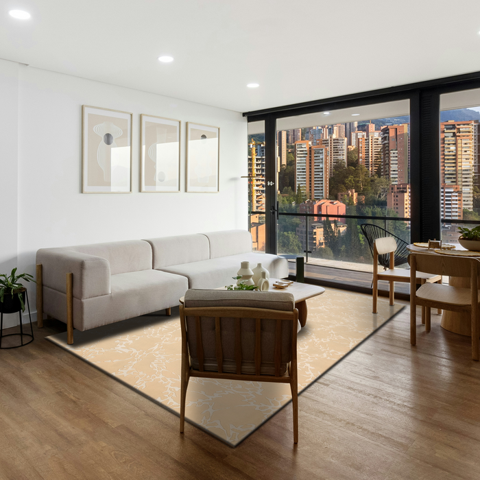 Modern Ivory/Cream 6x9 Wool and Bamboo silk