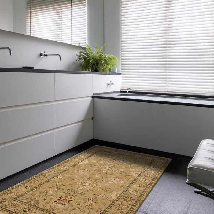 Kashan 3x5 Ivory Wool and Silk