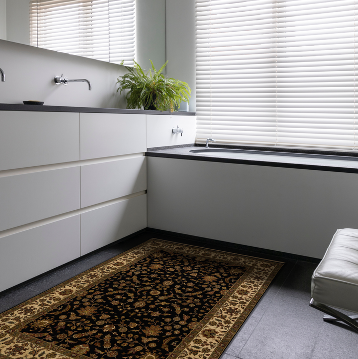 Indo Persian 4x6 Black/Cream Wool