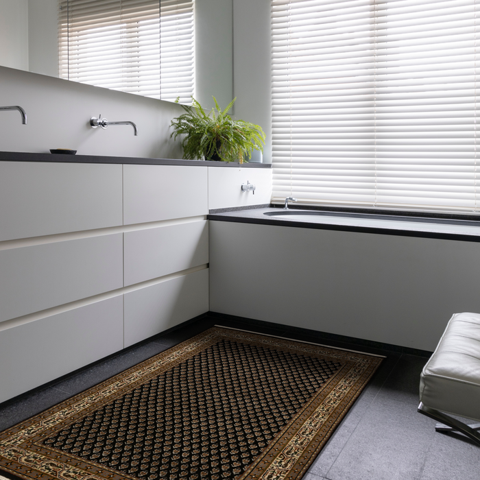 Mir 3x5 Black/Cream Wool and Silk B