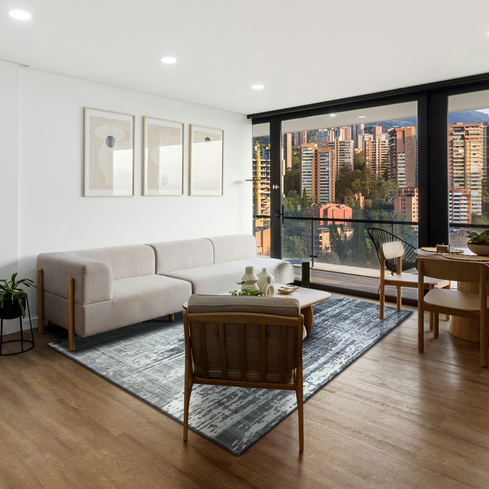 Marble 6x9 Charcoal/Grey Wool and Bamboo Silk touch