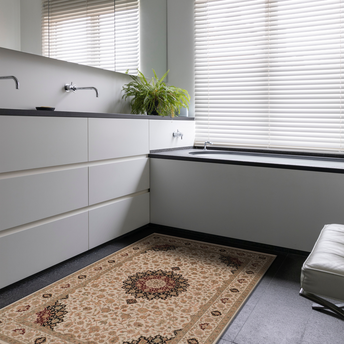 New Tabriz 4x6 Ivory Silk and Wool.