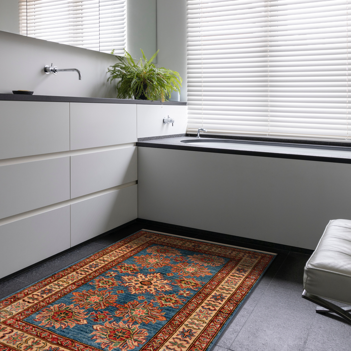 Super Kazak 3x5 Blue/Ivory Ghazni Wool