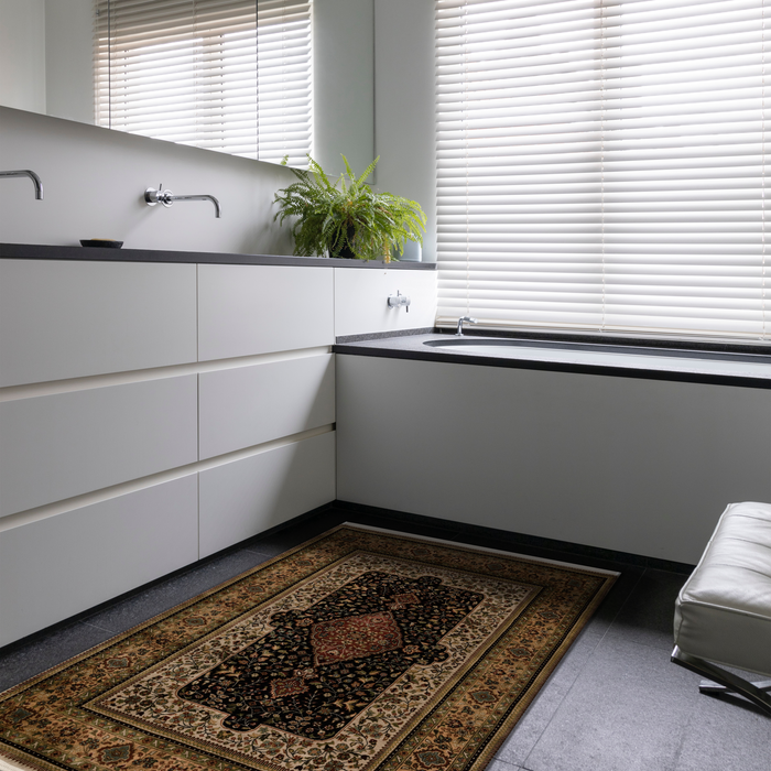 Shah Kashan 4x6 Black/Beige Wool