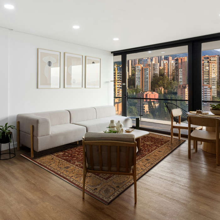 Elegance 6x9 Rust and Beige Wool