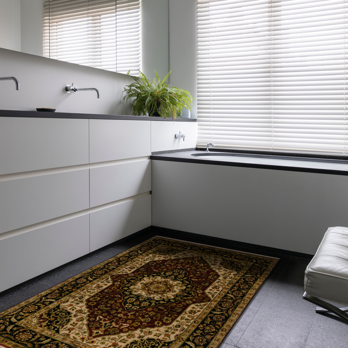 Indo Persian Kashan 4x6 Red/Black Wool