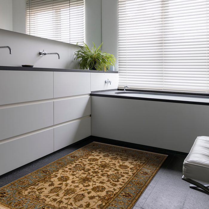 Premiere 3x5 Ivory/Light Blue Wool