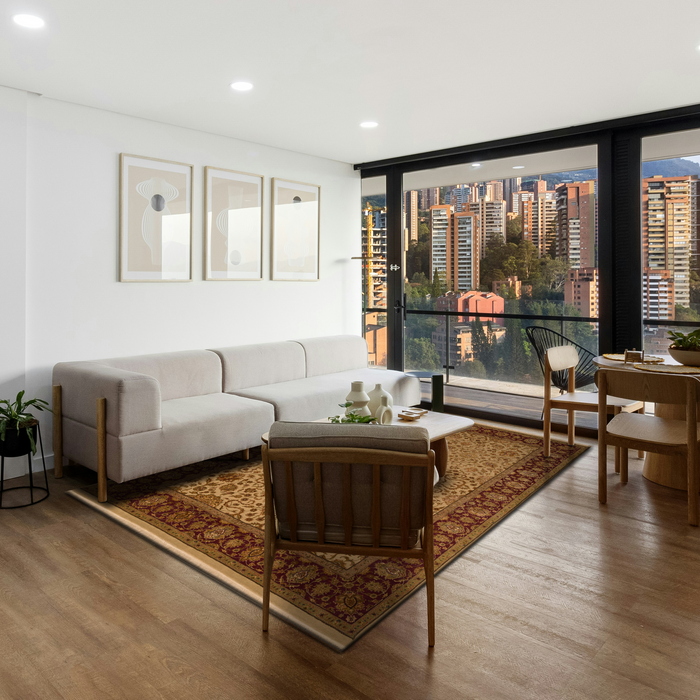 Enchante 6x9 Ivory/Red Wool and Silk.