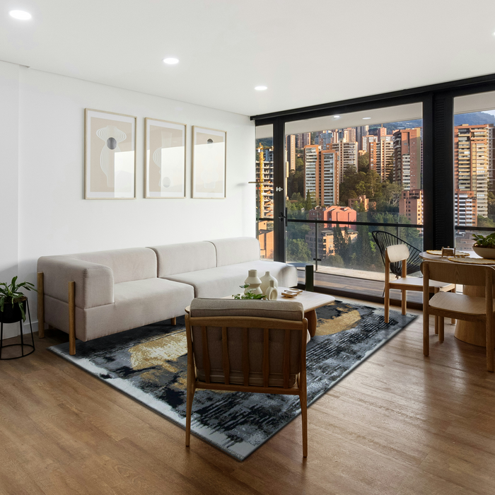 Sunrise 6x9 Grey/Gold Wool and Silk