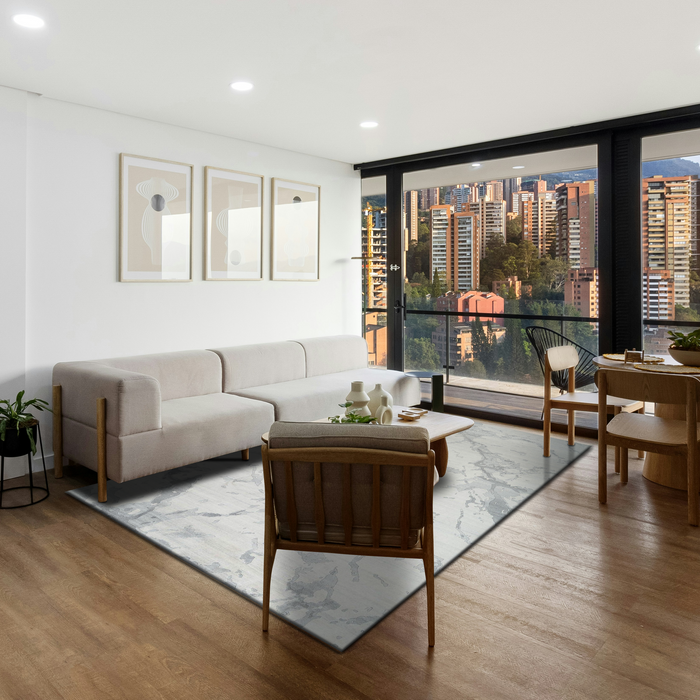 Marble 6x9 Ivory/Grey Wool and Bamboo silk