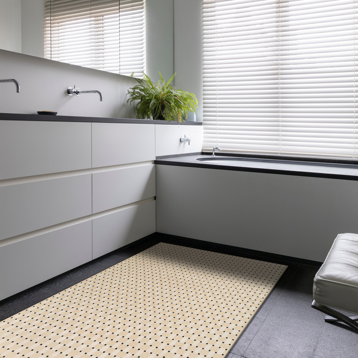 Basket 4x6 Ivory/Black Wool and Bamboo Silk