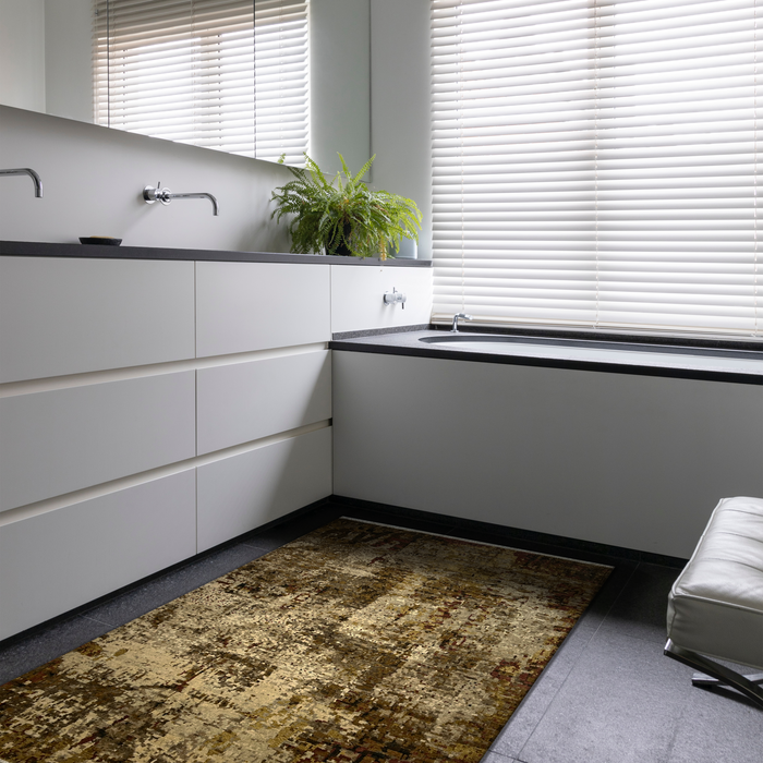 Textures 4x6 Rust/Ivory/Brown Wool and Silk