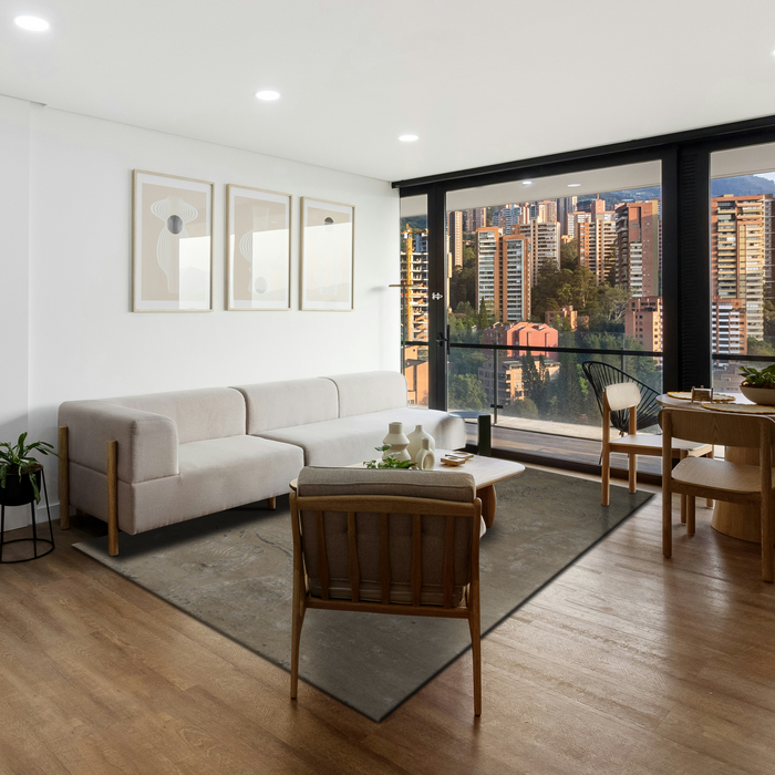 Pokhara 6x9 Grey Wool & Bamboo Silk