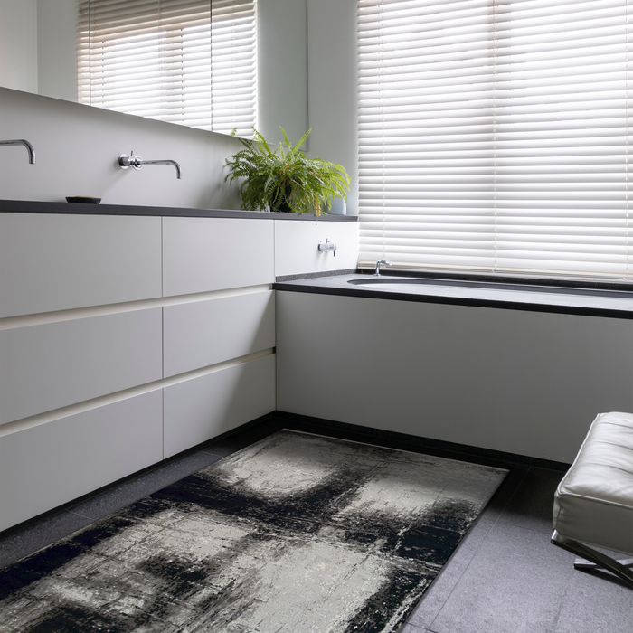 Enigma 4x6 Black/Ivory Wool and Silk