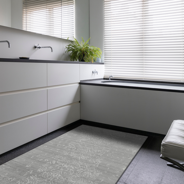 Marble 4x6 Light Grey/Ivory Wool and Bamboo silk