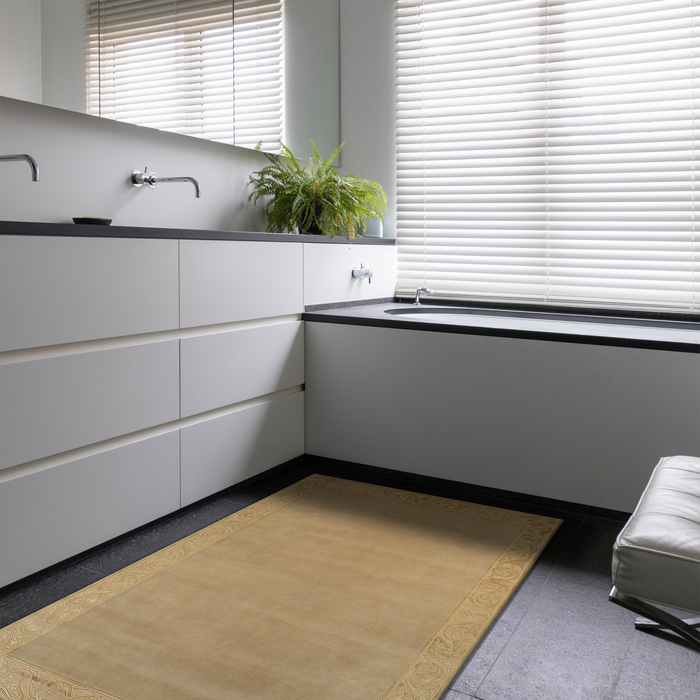 Taj Border 4x6 Gold/Beige Wool and Bamboo silk.