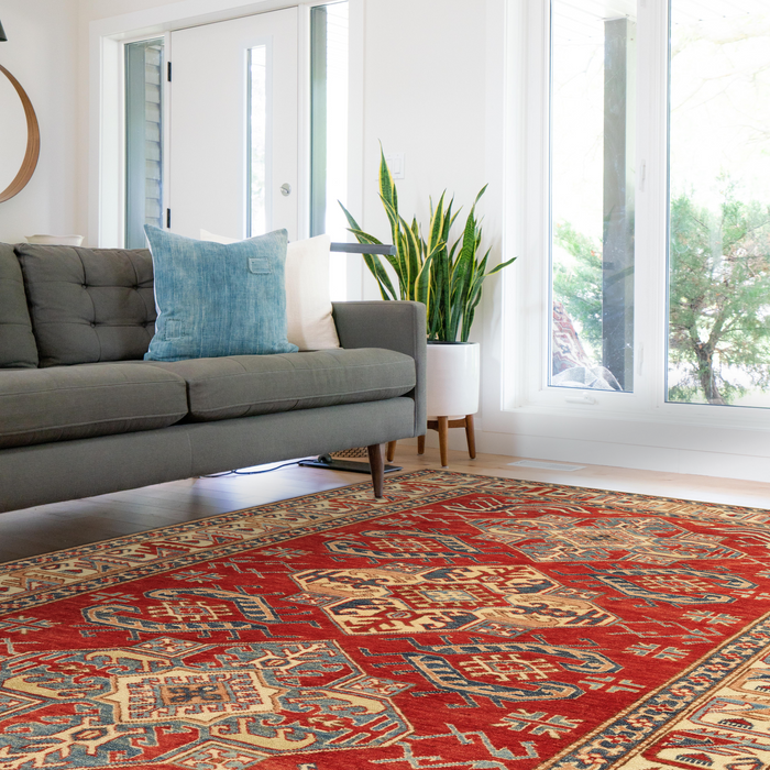 Super Kazak 5x7  Red and Ivory