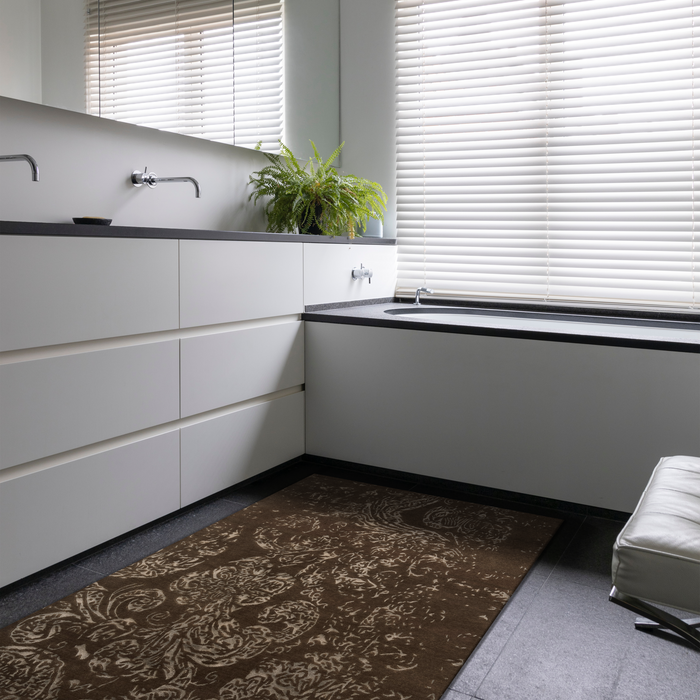 Pokhara 4x6 Brown/Aqua Wool and Bamboo silk