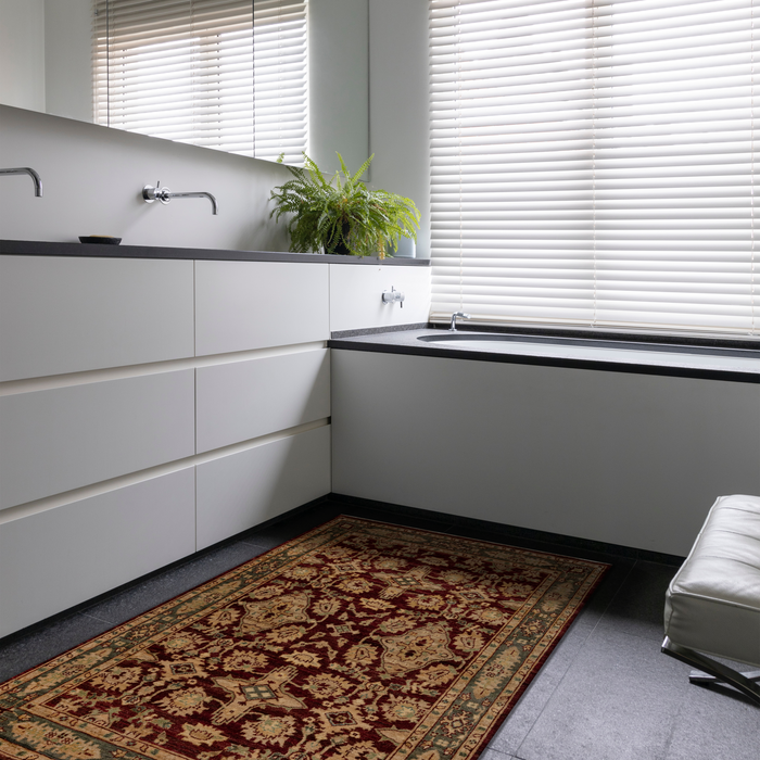 Chobi 4x6 Wool Red/ Light Green