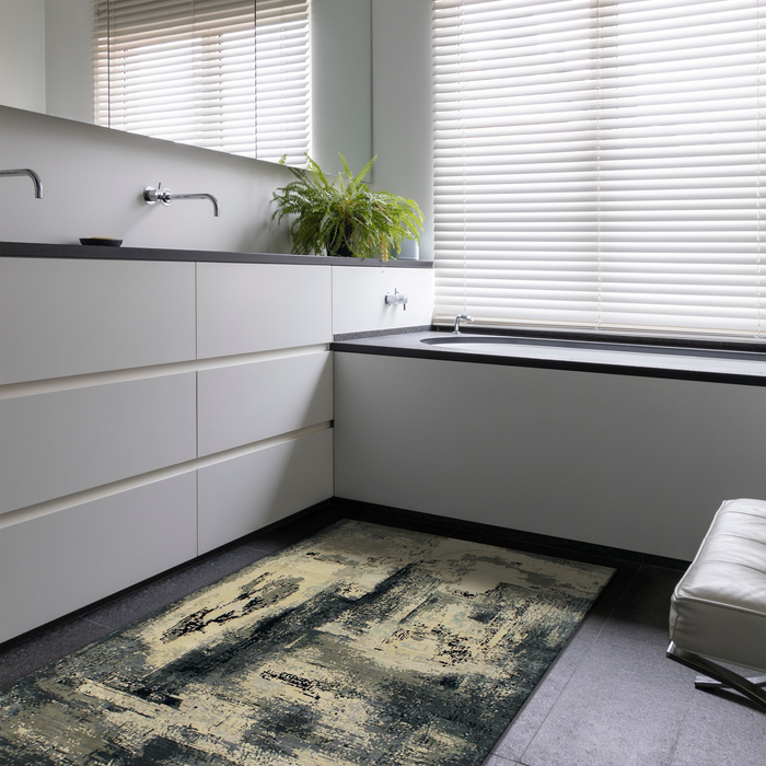 Colours of Life 4x6 Grey/Black Wool and Silk