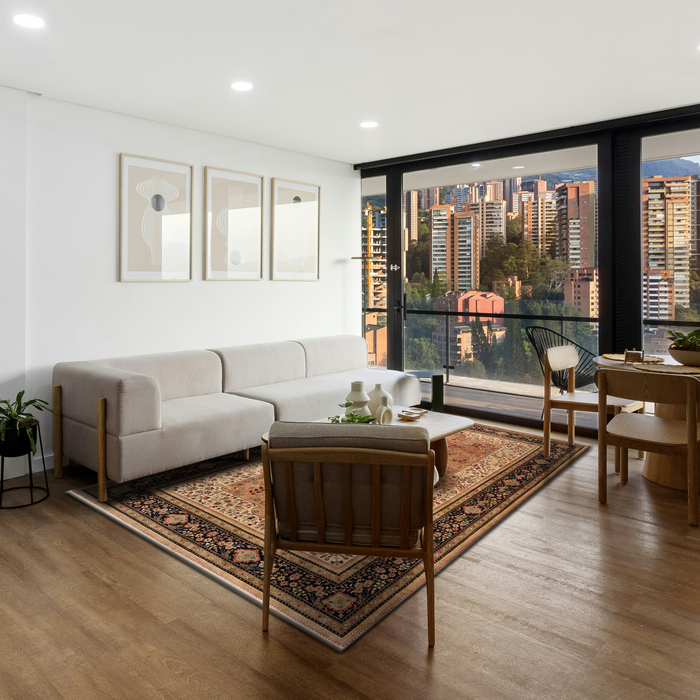 Shah Kashan 6x9 Black/Beige Wool