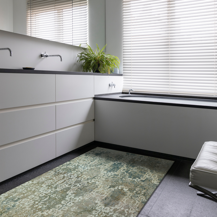 Urbane 4x6 Grey/Blue Wool and Embossed Silk