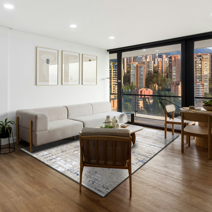 Marble 6x9 Off White/Blue