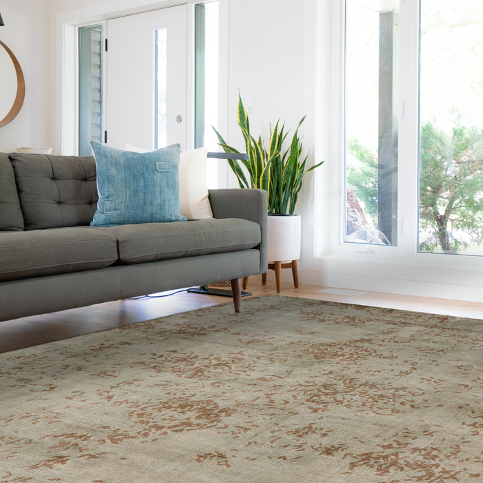 Pokhara 5x7 Aqua/Brown Wool and Bamboo silk