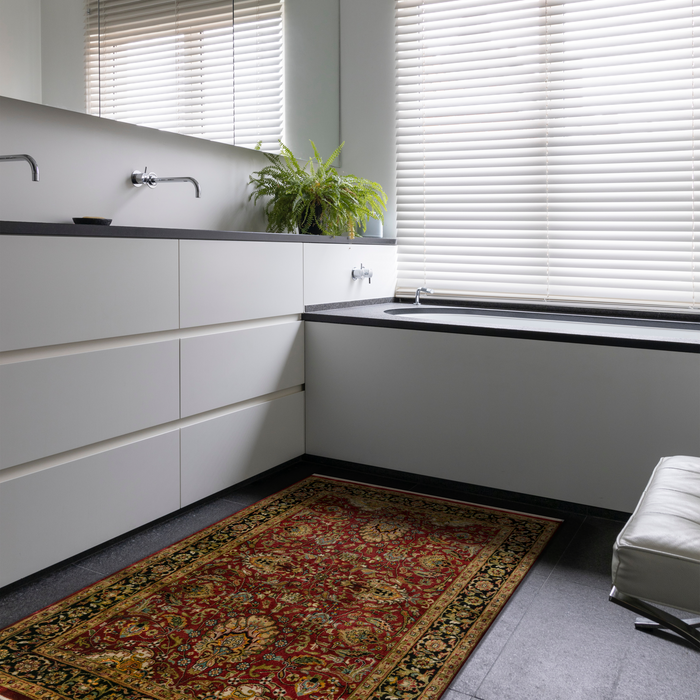 Agra 4x6 Red/Black Wool and Silk