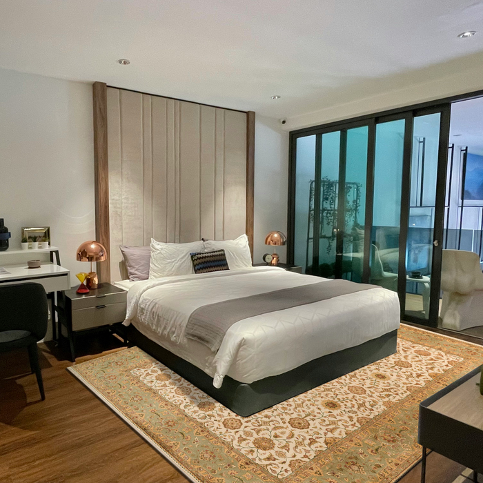 New Kashan 9x12 Beige/Light Green Wool and Silk