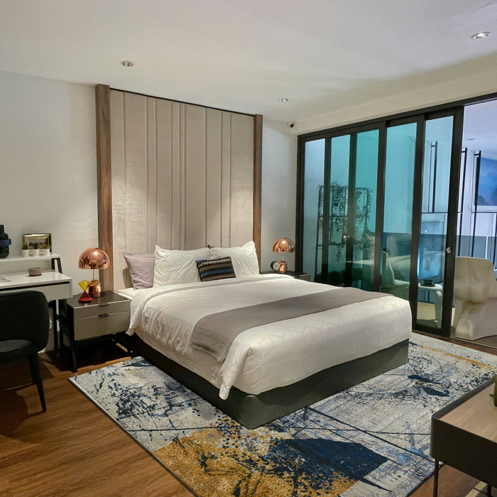 Architect 9x12 Beige/Midnight Blue Wool and Silk