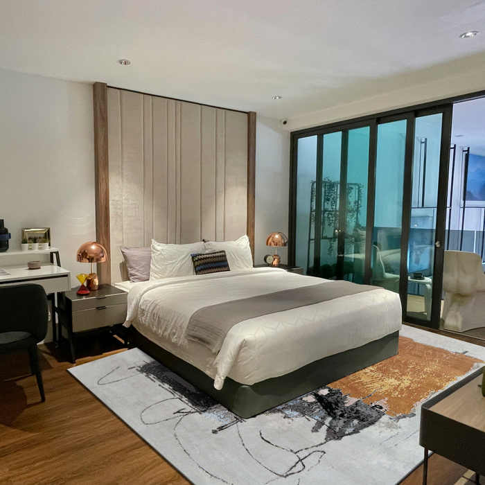 Ivory-Grey 9x12 Wool and Silk Embossing