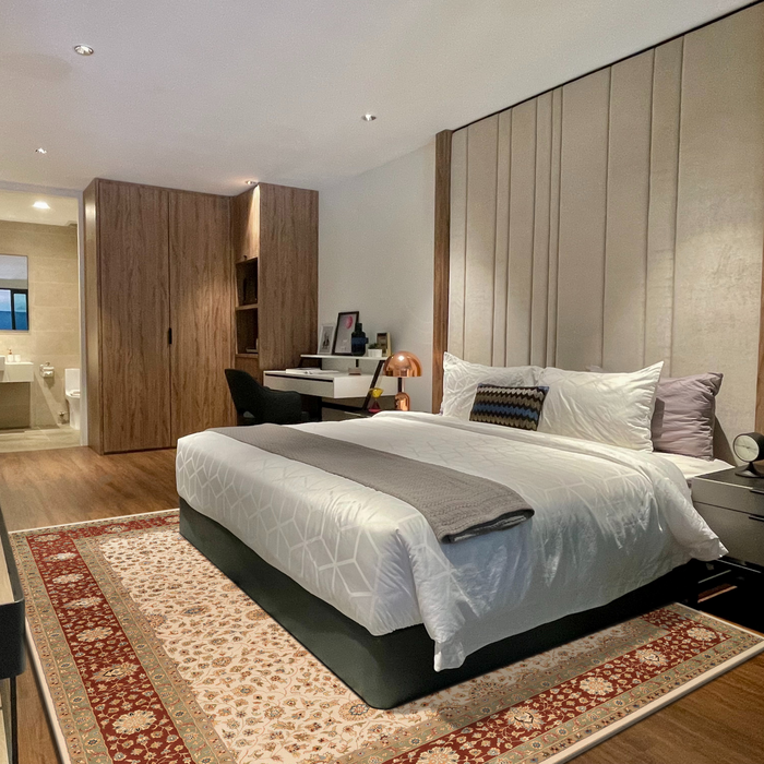 Bakhtyar 9x12 Beige/Rust/Ivory Wool and Silk