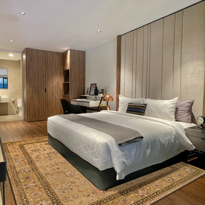 New Kashan 9x12 Ivory/Golden Brown Wool and Silk