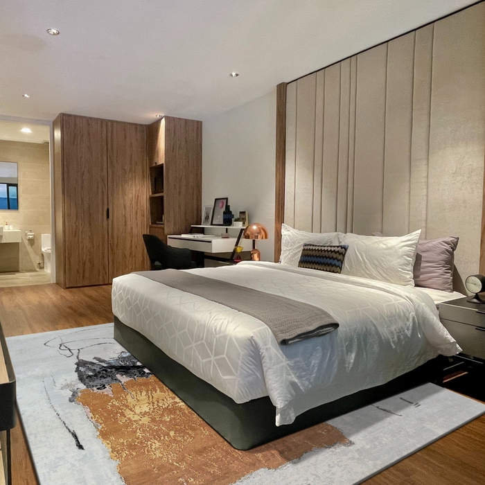 Ivory-Grey 9x12 Wool and Silk Embossing