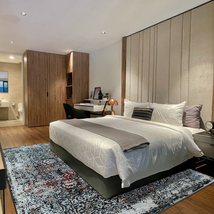 Eterno 8x10 Grey/Ivory Wool and Silk Embossed