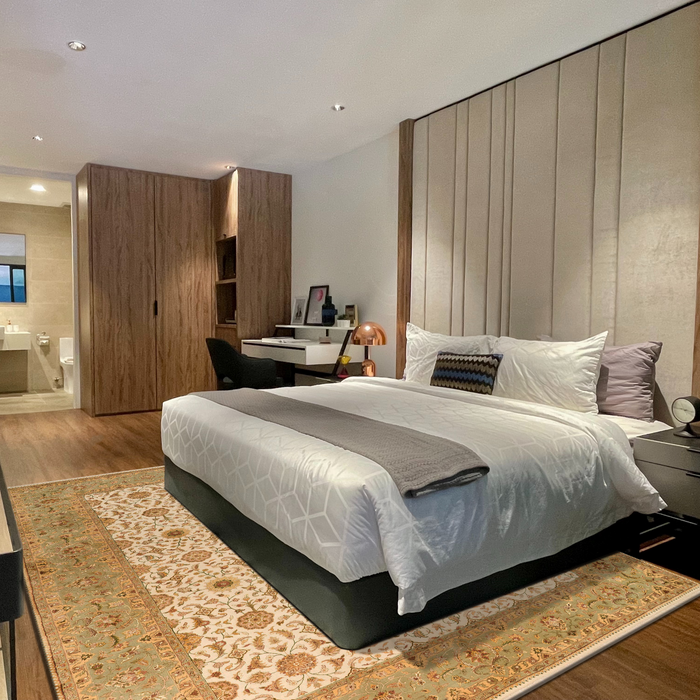 New Kashan 9x12 Beige/Light Green Wool and Silk