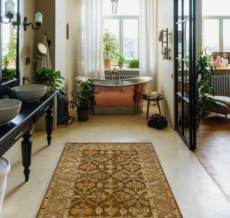 Reflection 4x6 Brown/Gold Wool & Embossed Silk C