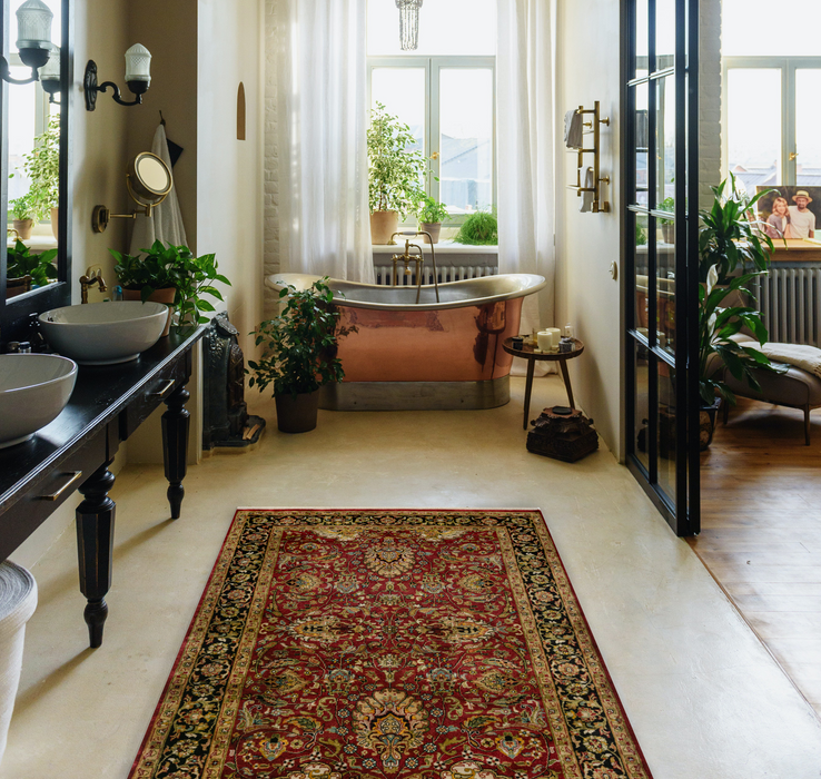 Agra 4x6 Red/Black Wool and Silk