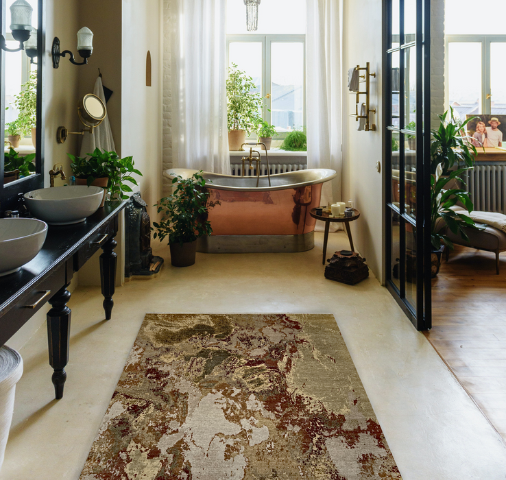 Colours of Life 4x6 Brown/Beige/Gold Wool and Silk